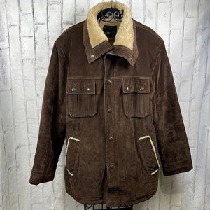 JC Penney Vintage Field Jacket Faux Suede and Faux Fur Lined Hip Length